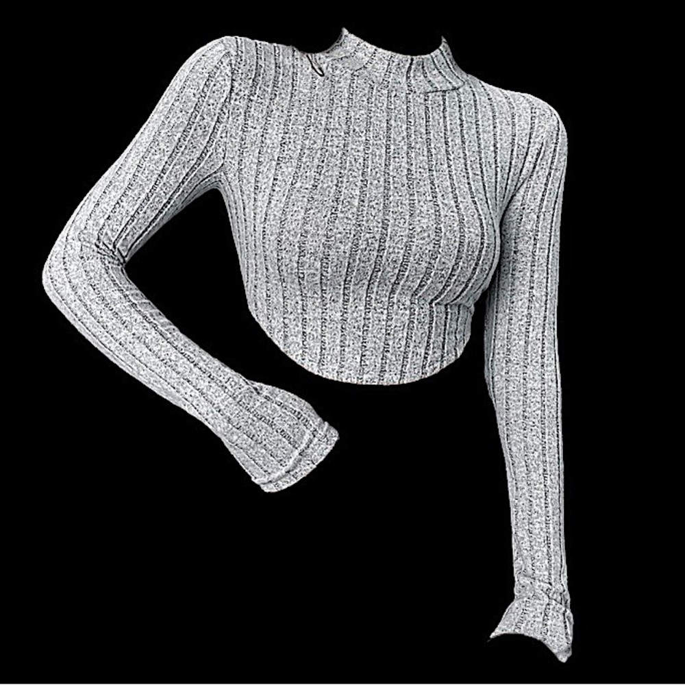 Gray Ribbed Crop Top